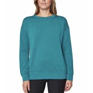 NWT MONDETTA Women's  Scuba Long Sleeve Crewneck Sweatshirt  Verdigris Size L